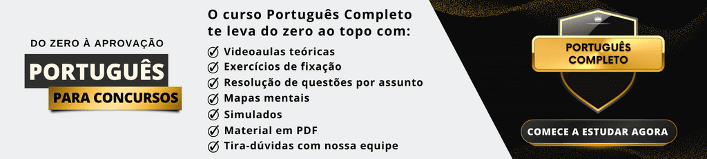 Logomarca e lista de características do curso online Português Completo. 